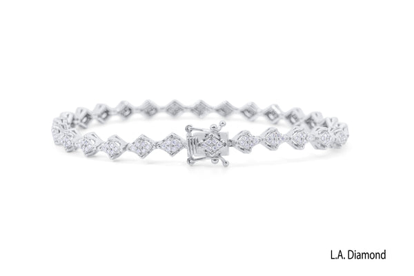 14K White Gold Round Diamond Tennis Bracelet (0.95 ct) - LA DIAMOND