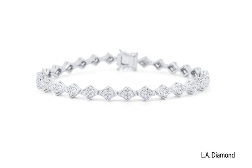 14K White Gold Round Diamond Tennis Bracelet (0.95 ct) - LA DIAMOND