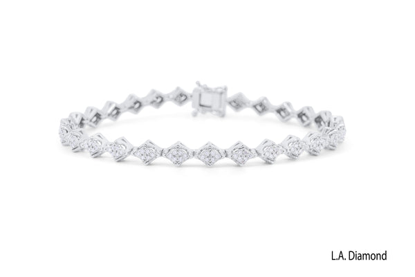 14K White Gold Round Diamond Tennis Bracelet (0.95 ct) - LA DIAMOND
