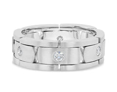 New Men's Wedding Band Collection 14K White Gold Wedding Band Collection 8.62mm With 1.50 Carat E-F/VVS-VS Diamonds