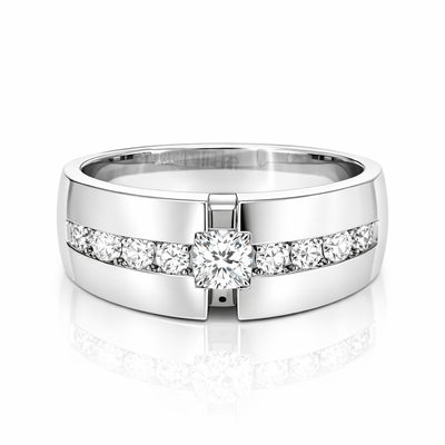 14K White Gold Diamond Round Cut Wedding Band (0.52 ct T.W.)