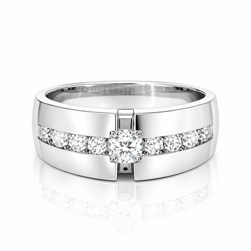 14K White Gold Diamond Round Cut Wedding Band (0.52 ct T.W.) - LA DIAMOND
