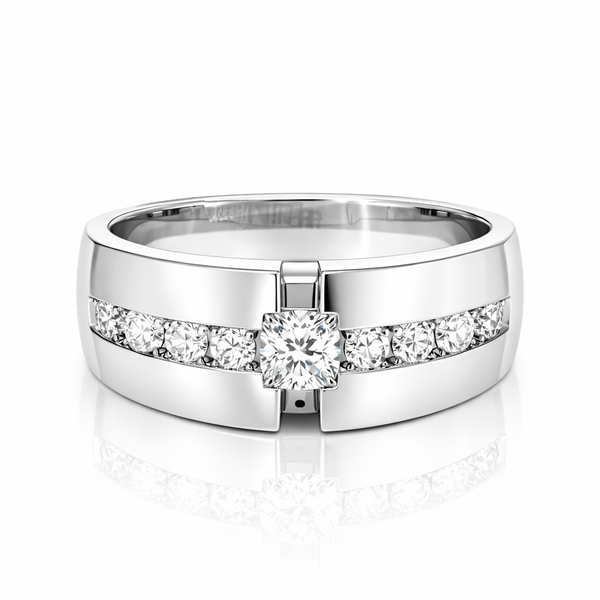 14K White Gold Diamond Round Cut Wedding Band (0.52 ct T.W.) - LA DIAMOND