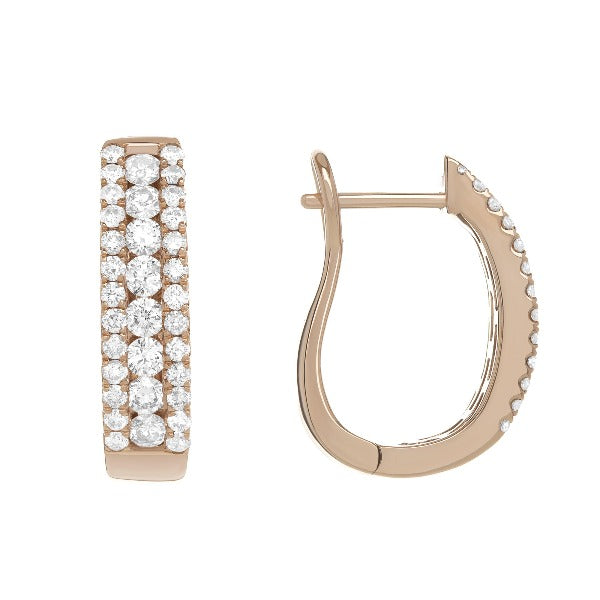 1 CT. T.W. Diamond Triple Row Hoop Earrings in 14K White Gold - LA DIAMOND