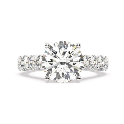 14K White Gold Diamond Brilliant Round Cut Engagement Ring (3.01 ct)