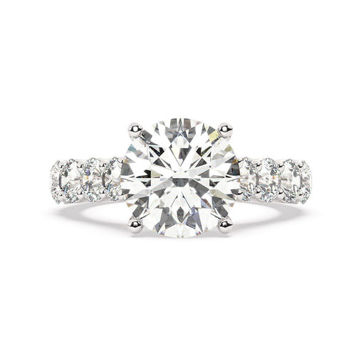 14K White Gold Diamond Brilliant Round Cut Engagement Ring (3.01 ct) - LA DIAMOND
