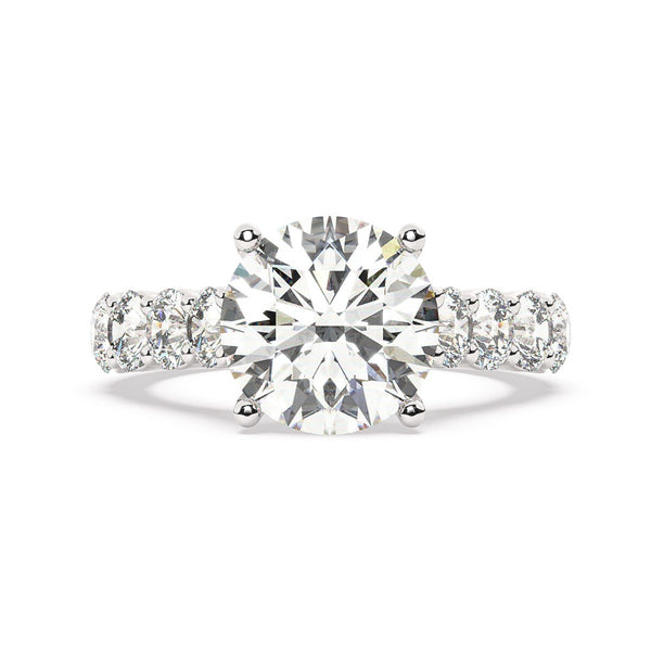 14K White Gold Diamond Brilliant Round Cut Engagement Ring (3.01 ct) - LA DIAMOND