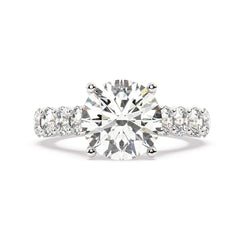 14k White Gold Diamond Brilliant Round Cut Engagement Ring 3.01c