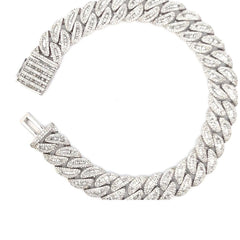 14K White Gold Diamond Curb Bracelet 4.41ct