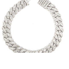 14K White Gold Diamond Curb Bracelet 4.41ct