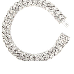 14K White Gold Diamond Curb Bracelet 4.41ct