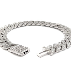 14K White Gold Diamond Curb Bracelet 4.41ct