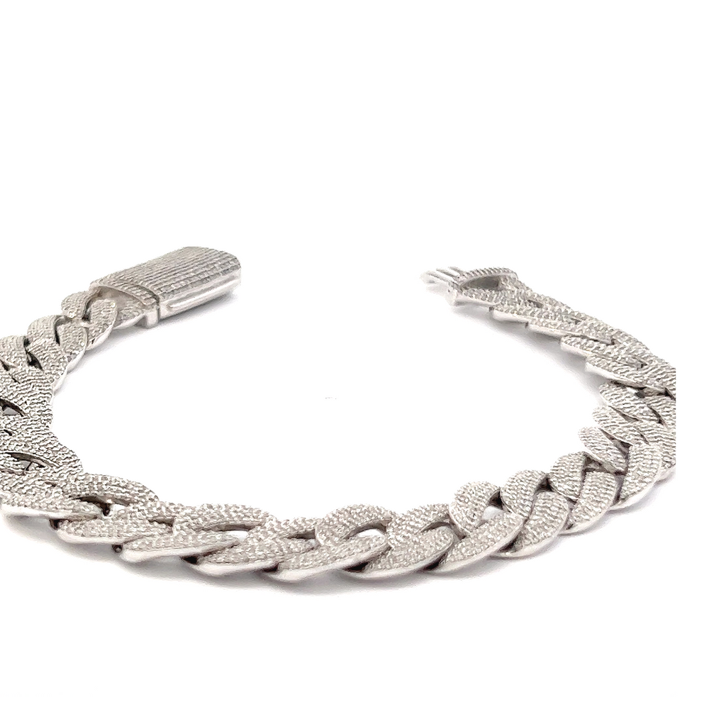 14K White Gold Diamond Cuban Link Bracelet LA Diamond LA DIAMOND