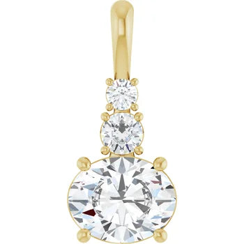 Dainty Three Stone Diamond Pendant Necklace – ½ Carat Round & Oval
