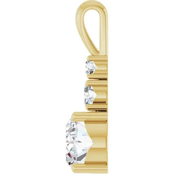 Dainty Three Stone Diamond Pendant Necklace – ½ Carat Round & Oval