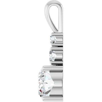 Dainty Three Stone Diamond Pendant Necklace – ½ Carat Round & Oval