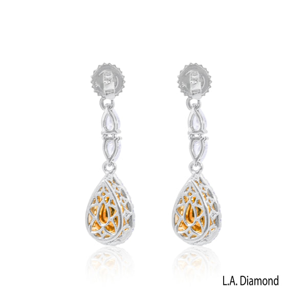 14K White Gold Emerald & Diamond Drop Earrings (Est. 3.00 ct T.W.) - LA DIAMOND