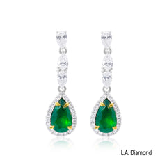 14K White Gold Emerald & Diamond Drop Earrings (Est. 3.00 ct T.W.)