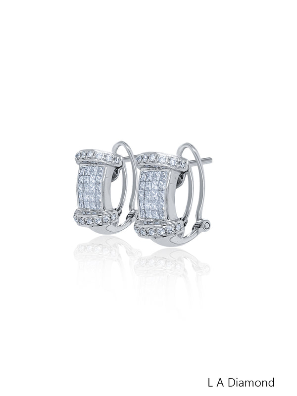 18K White Gold Round Diamond Drop Earrings (2.51 ct) - LA DIAMOND