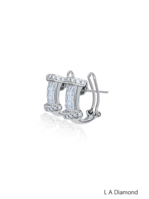 18K White Gold Round Diamond Drop Earrings (2.51 ct) - LA DIAMOND