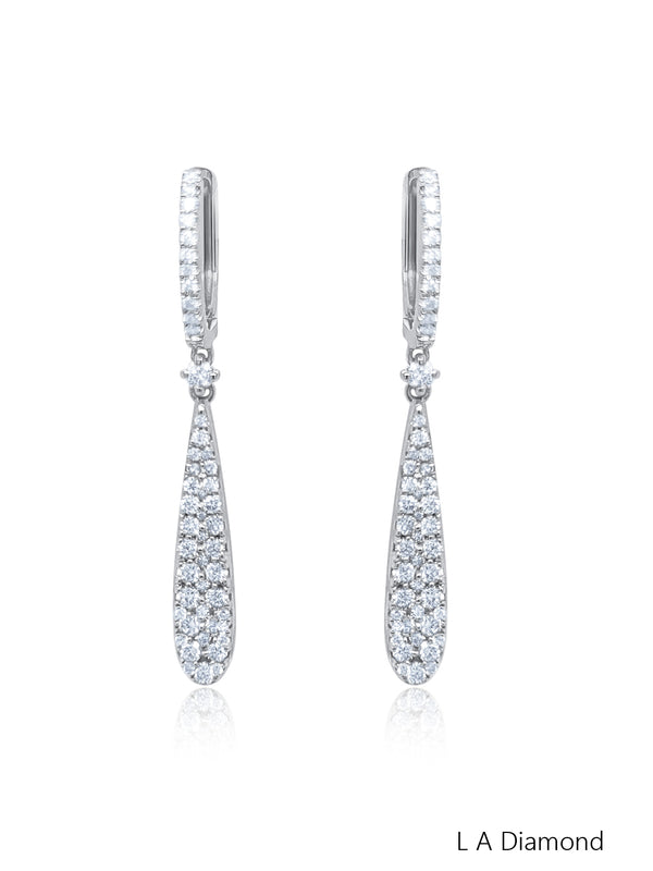 18K White Gold Round Diamond Stud Earrings (0.95 ct) - LA DIAMOND