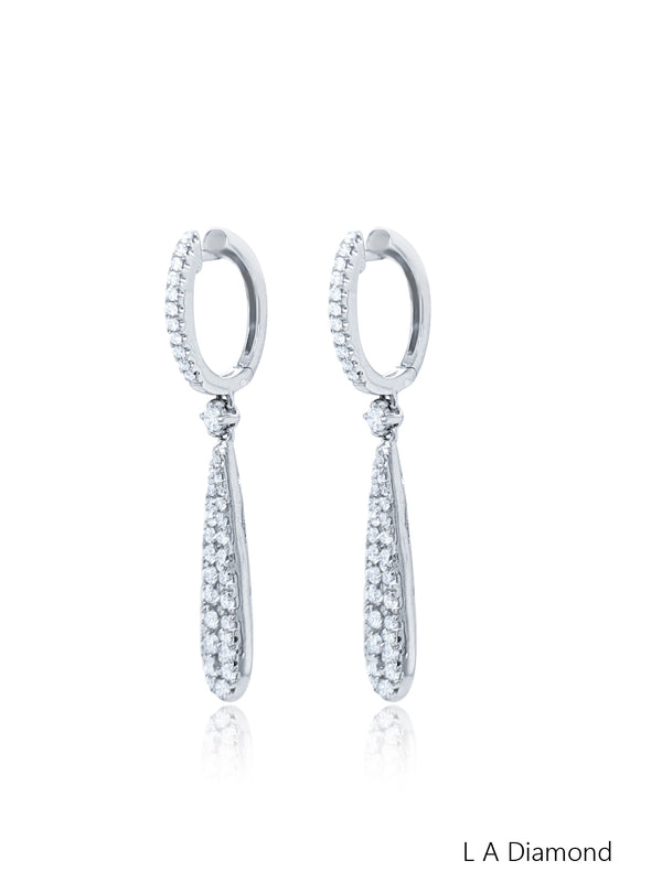 18K White Gold Round Diamond Stud Earrings (0.95 ct) - LA DIAMOND