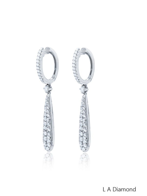 18K White Gold Round Diamond Stud Earrings (0.95 ct) - LA DIAMOND