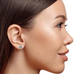 14k White Gold Diamond Round Cut Stud Earring