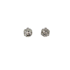 14k White Gold Diamond Round Cut Stud Earring