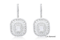 14k Two Tone Diamond Earring With Emerald 3.10c - LA DIAMOND