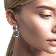 Sapphire White Gold Diamond Oval Cut Teardrop Earrings