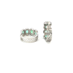 14K White Gold Emerald Hoop Earring