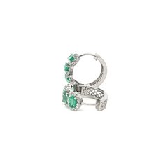 14K White Gold Emerald Hoop Earring