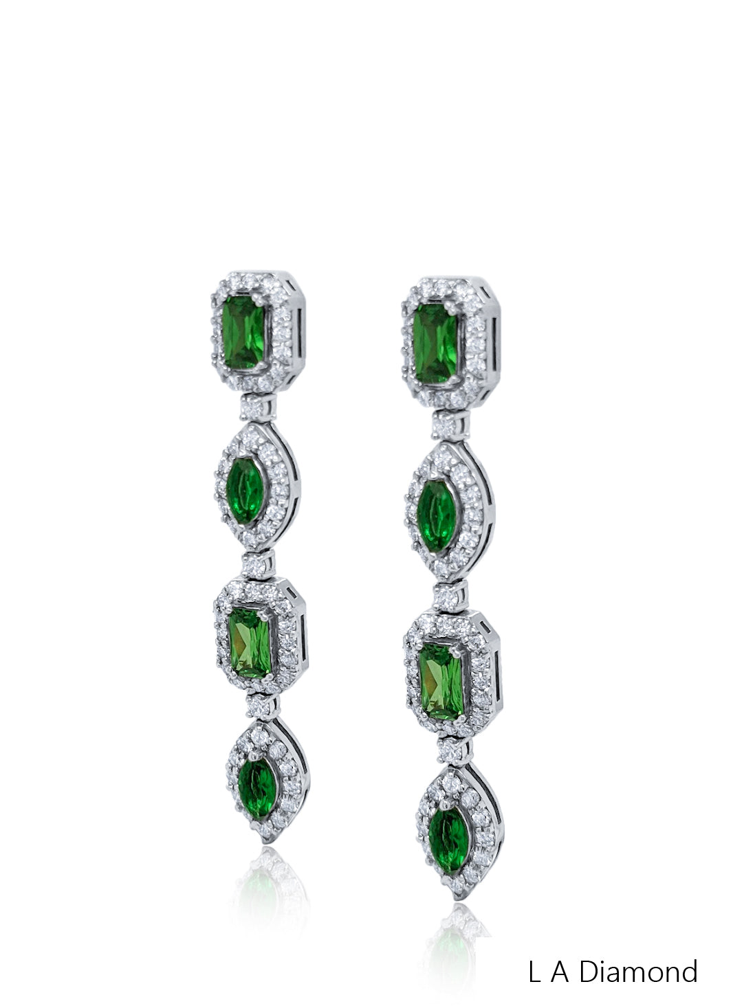 14K White Gold Mixed-Cut Diamond Chandelier Earrings (3.80 ct)