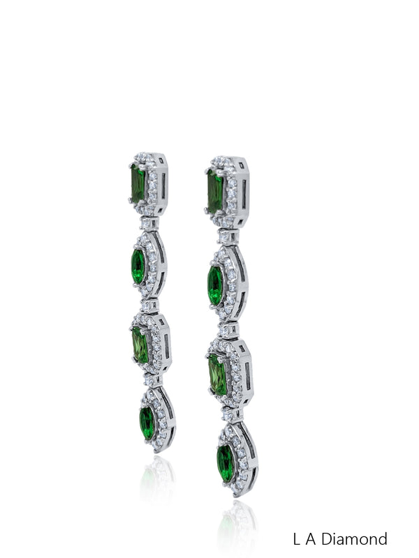 14K White Gold Mixed-Cut Diamond Chandelier Earrings (3.80 ct) - LA DIAMOND