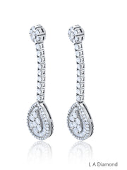 14K White Gold Round Diamond Chandelier Earrings (5.80 ct)