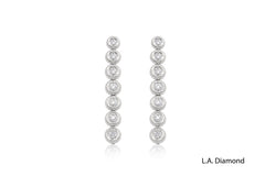 Diamond Bezel Tennis Earrings in 14K White Gold