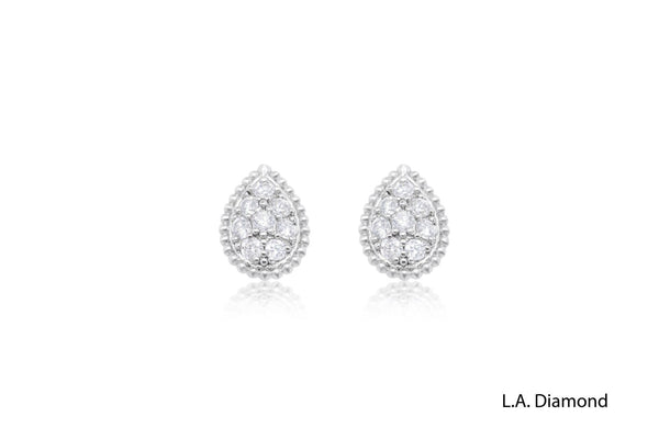 Diamond Teardrop  Earrings in 14K White Gold - LA DIAMOND