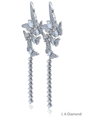 14K White Gold Round Diamond Chandelier Earrings (4.89 ct)