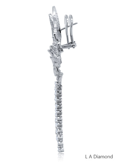 14K White Gold Round Diamond Chandelier Earrings (4.89 ct)