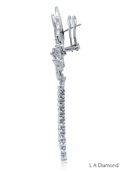 14K White Gold Round Diamond Chandelier Earrings (4.89 ct) - LA DIAMOND