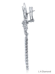 14K White Gold Round Diamond Chandelier Earrings (4.89 ct)