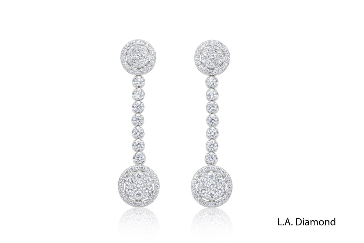 Diamond Line Drop Earrings in 14K White Gold