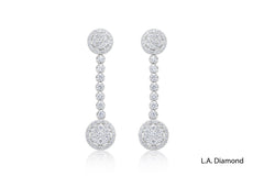 Diamond Line Drop Earrings in 14K White Gold