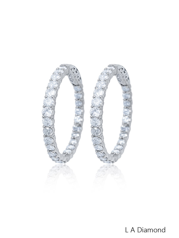 14K White Gold Round Diamond Chandelier Earrings (3.24 ct) - LA DIAMOND