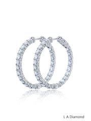 14K White Gold Round Diamond Chandelier Earrings (3.24 ct)