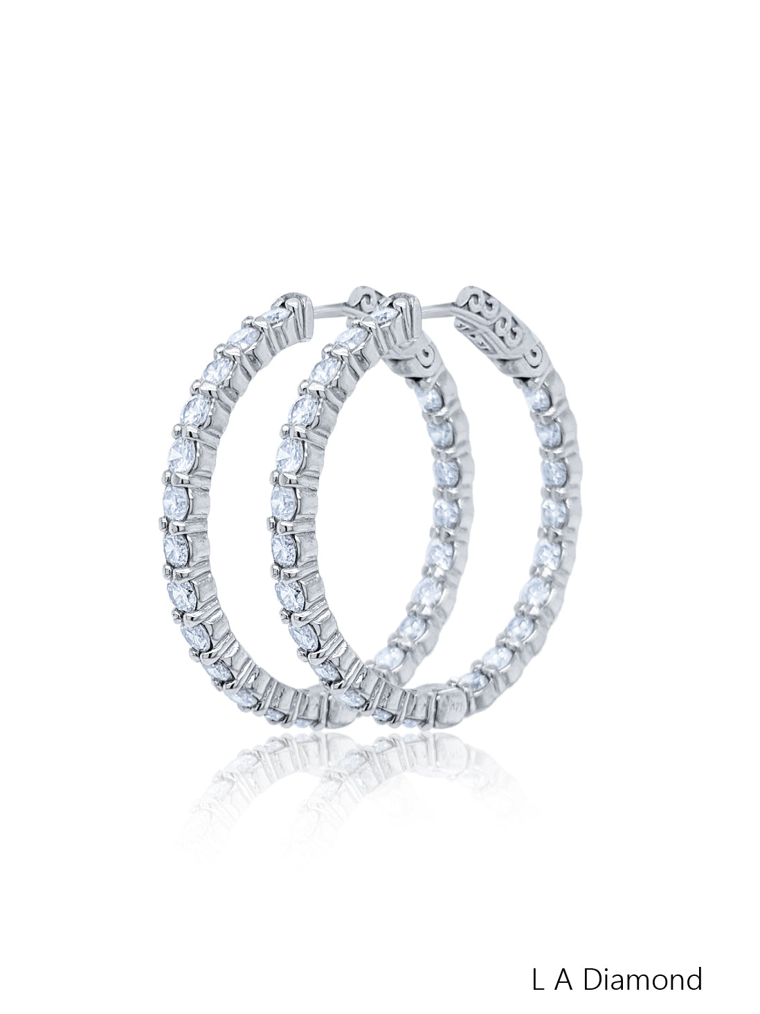 14K White Gold Round Diamond Chandelier Earrings (3.24 ct)