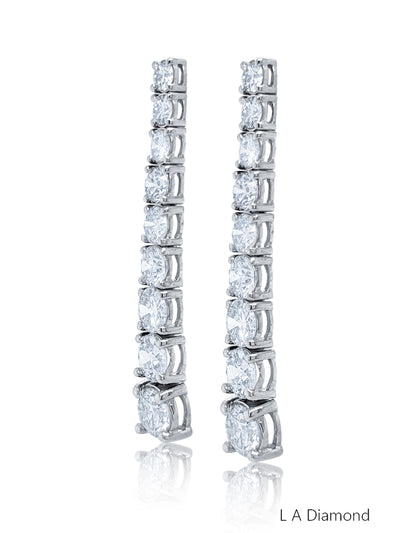 14K White Gold Round Diamond Graduated Tennis Earrings (6.67 ct)