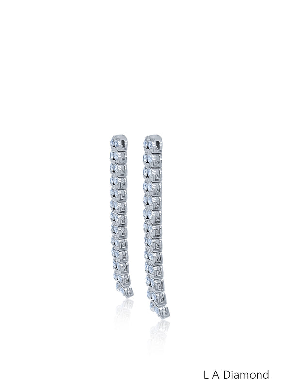 18K White Gold Round Diamond Chandelier Earrings (1.50 ct) - LA DIAMOND