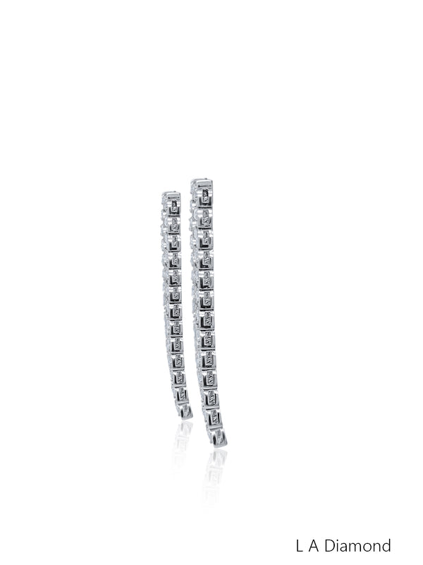 18K White Gold Round Diamond Chandelier Earrings (1.50 ct) - LA DIAMOND